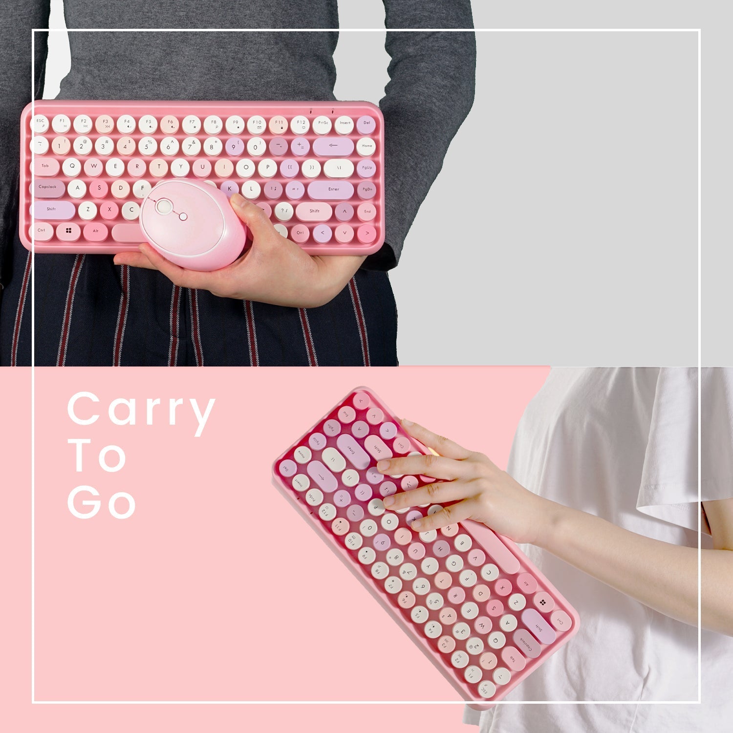 perixx-periduo-713-wireless-vintage-pink-mini-keyboard-and-mouse-combo image 5