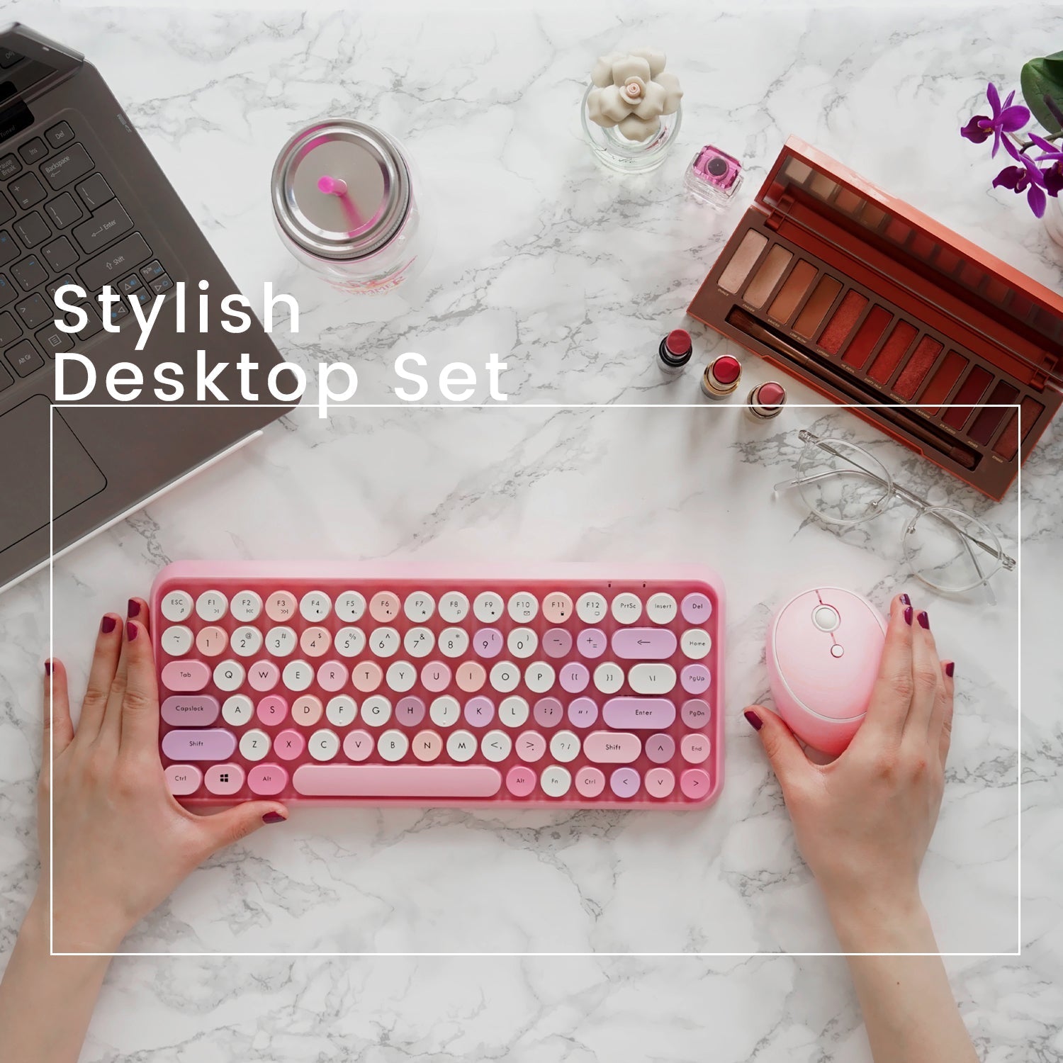 perixx-periduo-713-wireless-vintage-pink-mini-keyboard-and-mouse-combo image 2