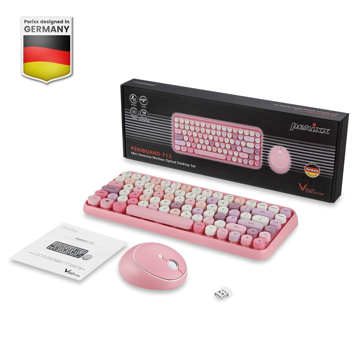 perixx-periduo-713-wireless-vintage-pink-mini-keyboard-and-mouse-combo image 8