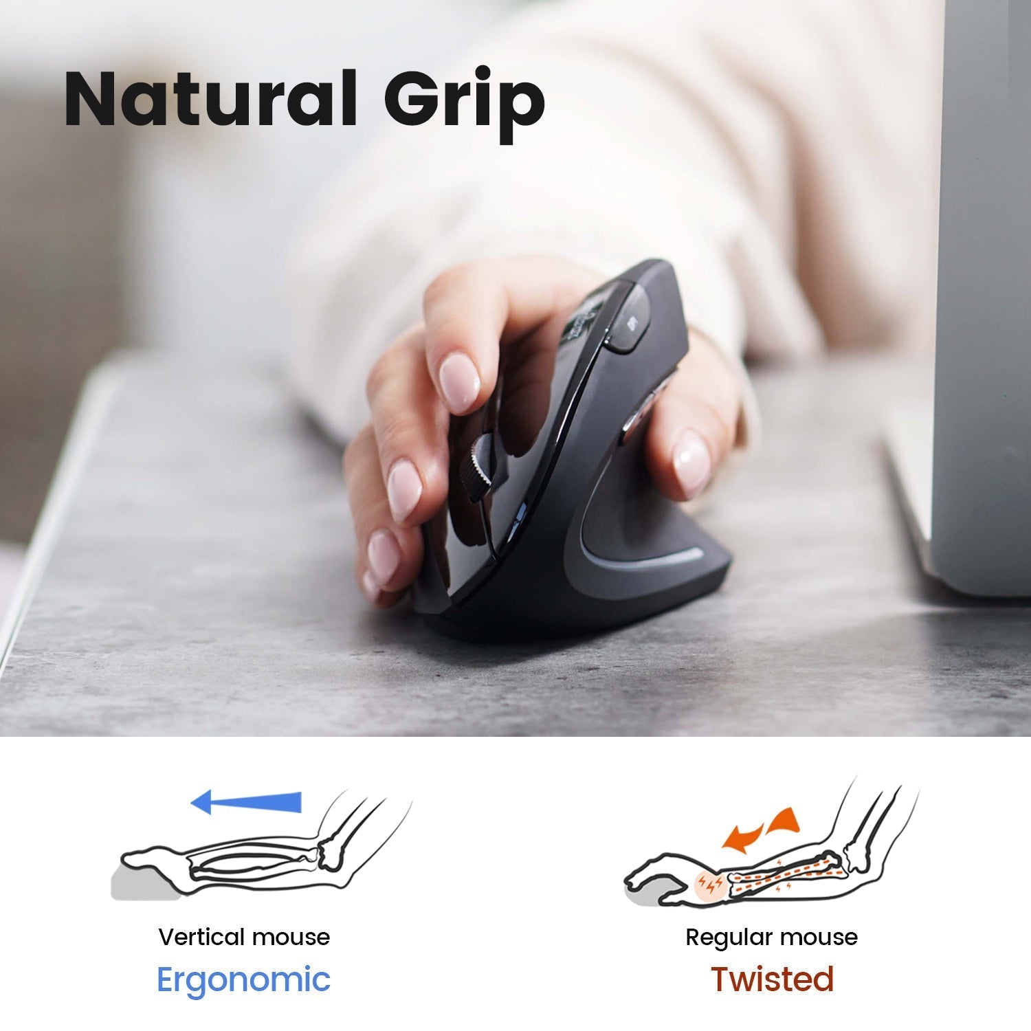 perixx-perimice-813-wireless-ergonomic-vertical-mouse-with-bluetooth-and-2-4ghz- image 2