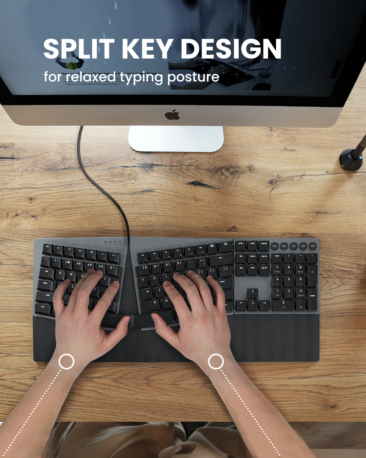 perixx-periboard-535ii-wired-ergo-mechanical-keyboard-with-split-key-ergonomic-d image 2