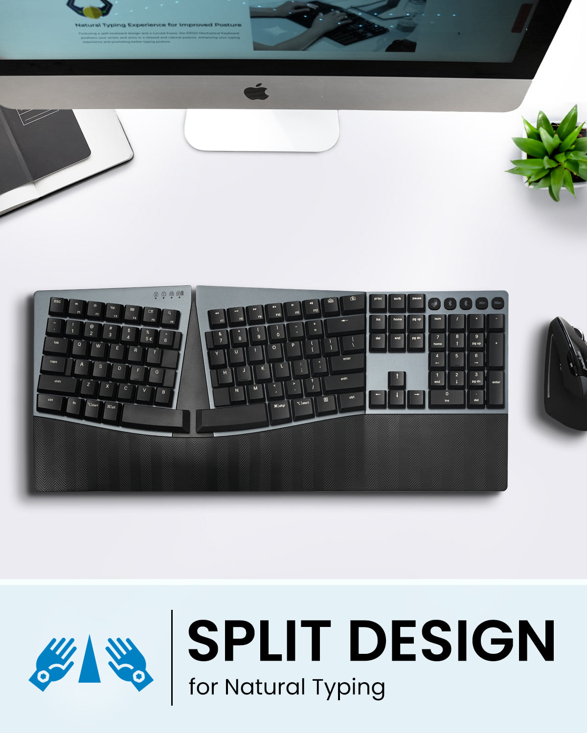 perixx-periboard-735-bluetooth-ergo-low-profile-mechanical-full-size-us-tactile- image 2