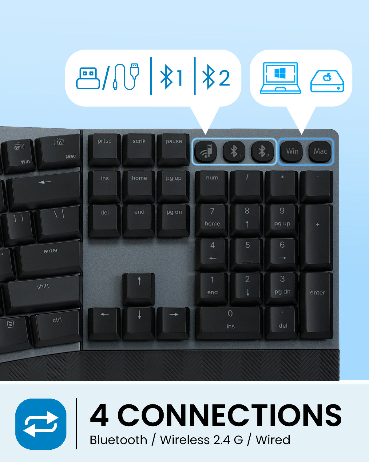 perixx-periboard-735-bluetooth-ergo-low-profile-mechanical-full-size-us-tactile- image 4