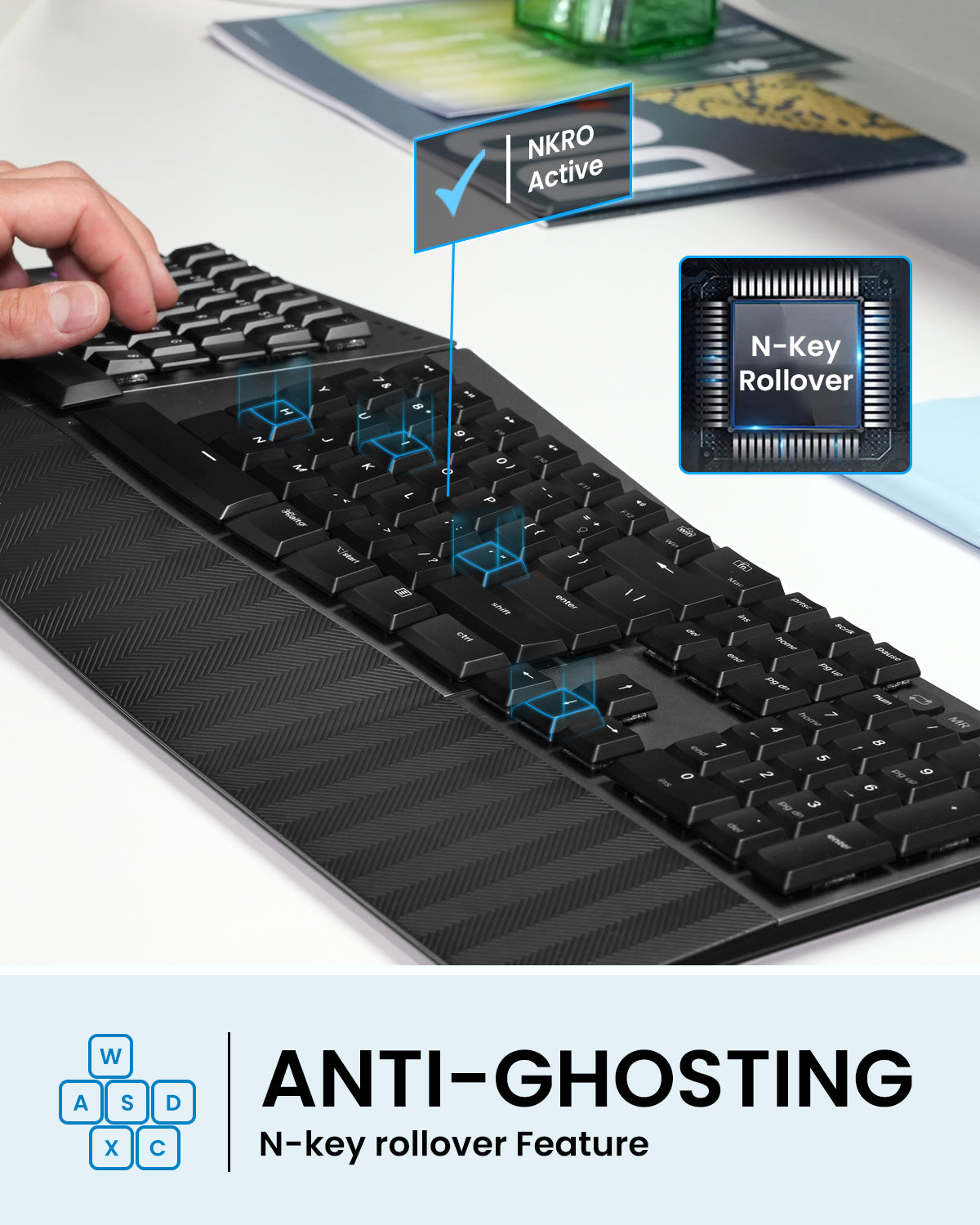 perixx-periboard-735-bluetooth-ergo-low-profile-mechanical-full-size-us-tactile- image 5