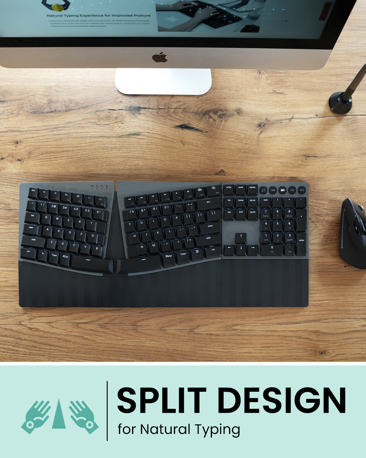 perixx-periboard-835-ii-wireless-ergonomic-mechanical-keyboard-with-rgb-backlit- image 2