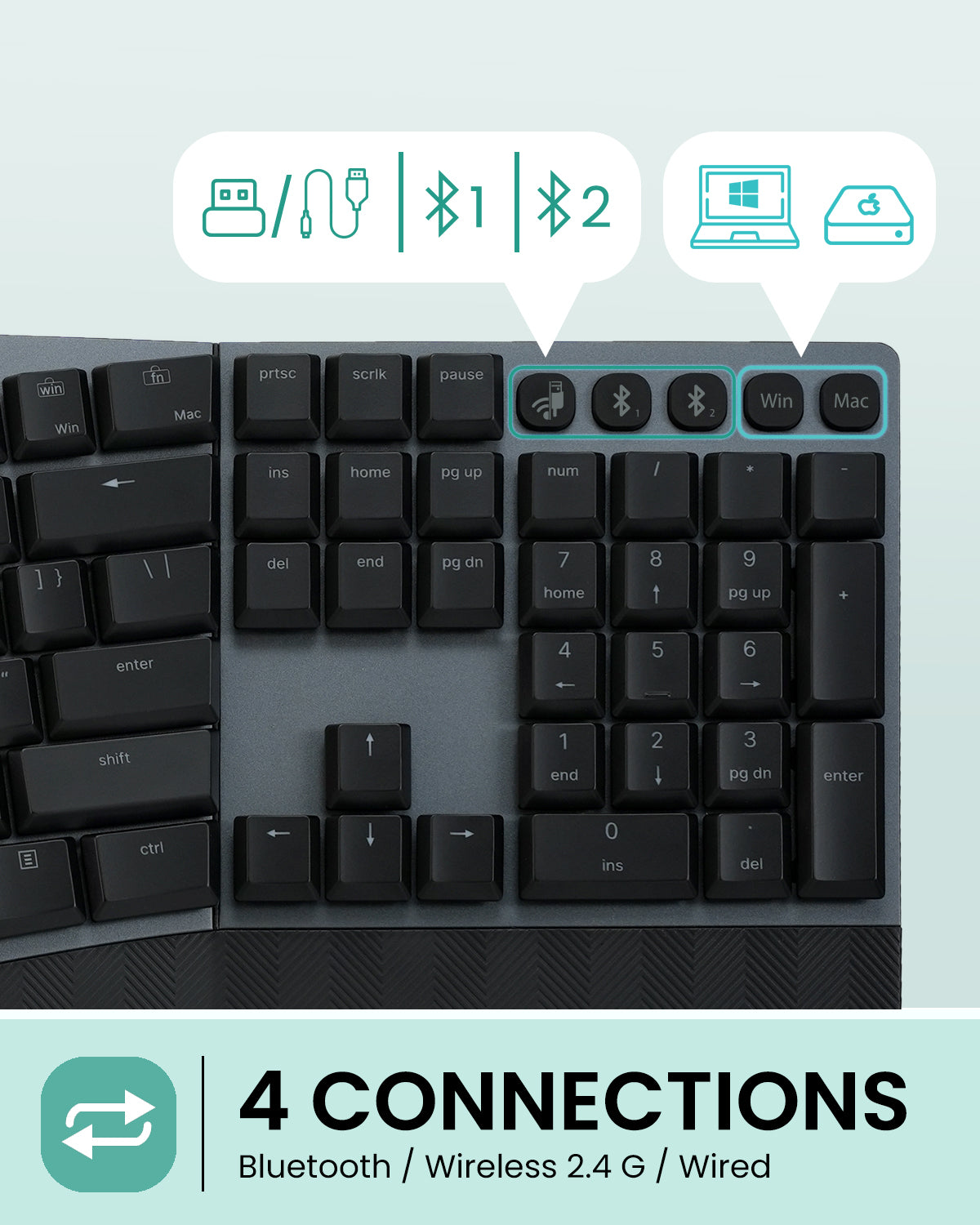 perixx-periboard-835-ii-wireless-ergonomic-mechanical-keyboard-with-rgb-backlit- image 3