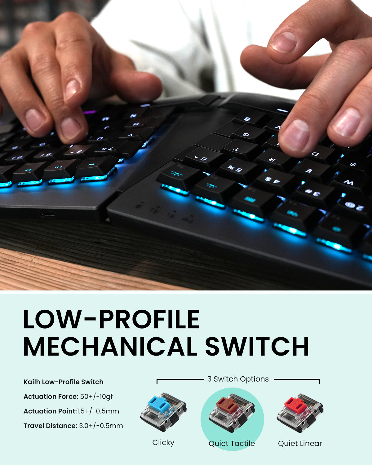 perixx-periboard-835-ii-wireless-ergonomic-mechanical-keyboard-with-rgb-backlit- image 8